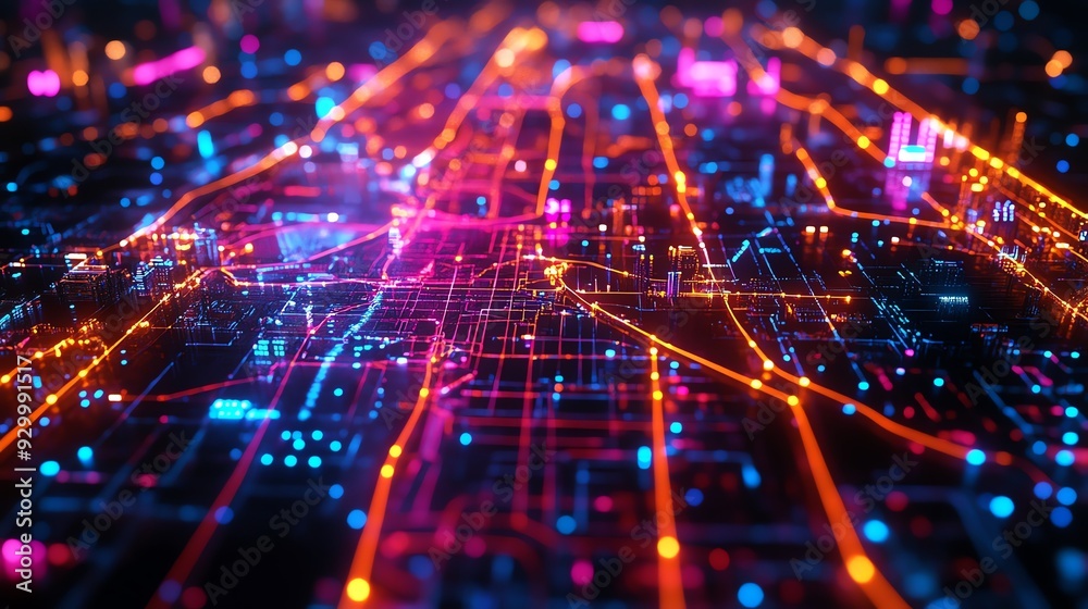 artistic-rendering-of-a-bus-route-map-showing-the-distribution-of