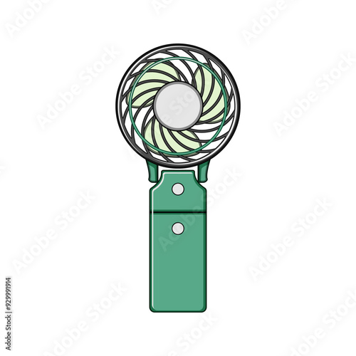 rechargeable hand electric fan cartoon. compact cooling, mini bladeless, held quiet rechargeable hand electric fan sign. isolated symbol vector illustration