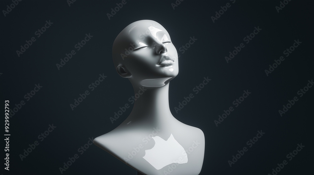 Shiny grey mannequin on a black background Shiny grey mannequin on a black background