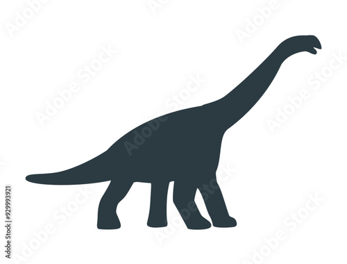 Jurassic dino dinosaur icon. Silhouette of brachiosaurus