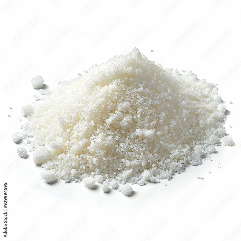 Close-up of a pile of coarse white sea salt on a white background. Perfect image for culinary and ingredient stock photography. Close-up of a pile of coarse white sea salt on a white background. Perfect image for culinary and ingredient stock photography.