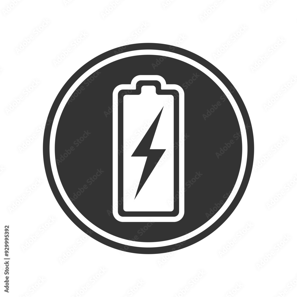 Storage battery graphic Icon. Level battery charging sign in the circle isolated on white background. Vector illustration Storage battery graphic Icon. Level battery charging sign in the circle isolated on white background. Vector illustration