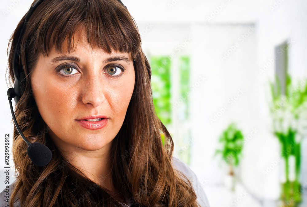 Beautiful customer representative at work