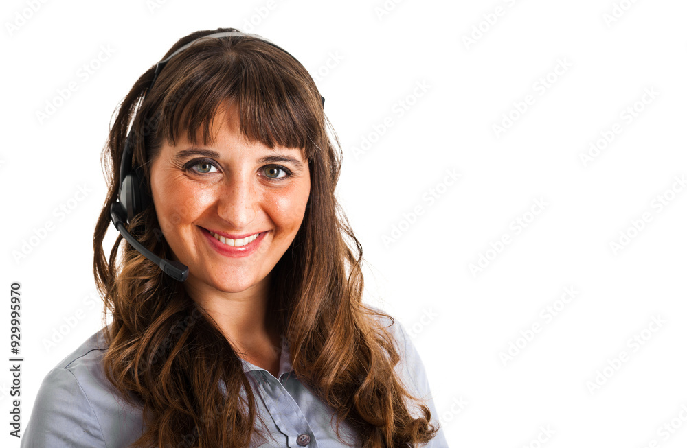 Beautiful customer representative at work Beautiful customer representative at work