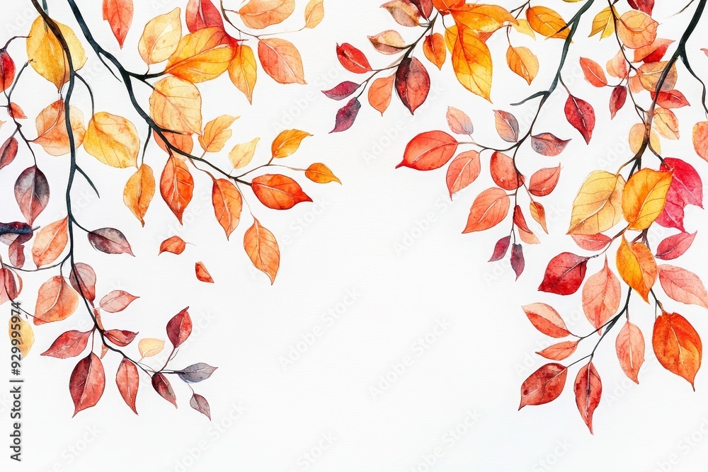 Isolated modern illustration of autumn theme frame with watercolors Isolated modern illustration of autumn theme frame with watercolors