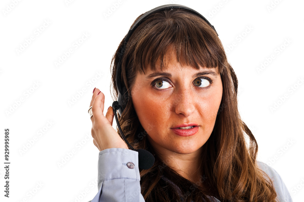 Beautiful customer representative at work Beautiful customer representative at work