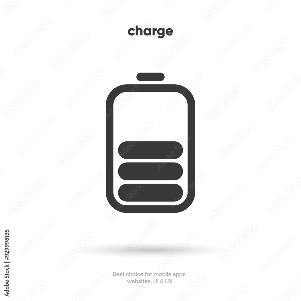 Fototapeta premium Battery charging process template Phone charge showing. Plugged and charging phone. Vector illustration EPS10. Battery charging.