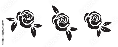 Decorative black rose with leaves