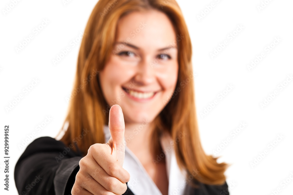 Confident businesswoman giving thumbs up Confident businesswoman giving thumbs up