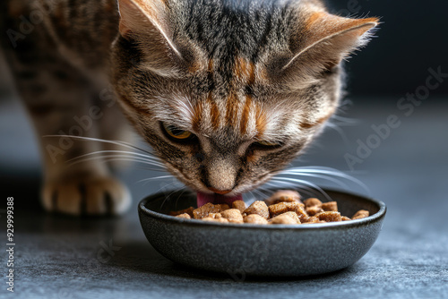 Manx Cat Cautiously Trying New Wet Food
