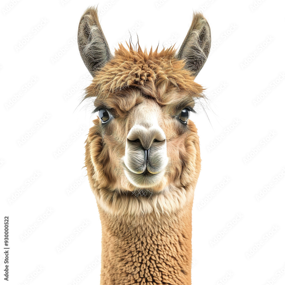 Obraz premium Studio portrait of surprised alpaca , isolated on transparent background