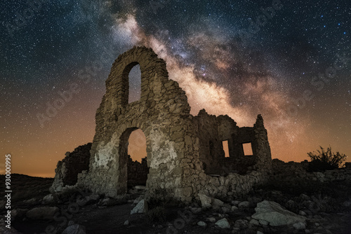 Milky Way Arching Over an Ancient Ruin photo