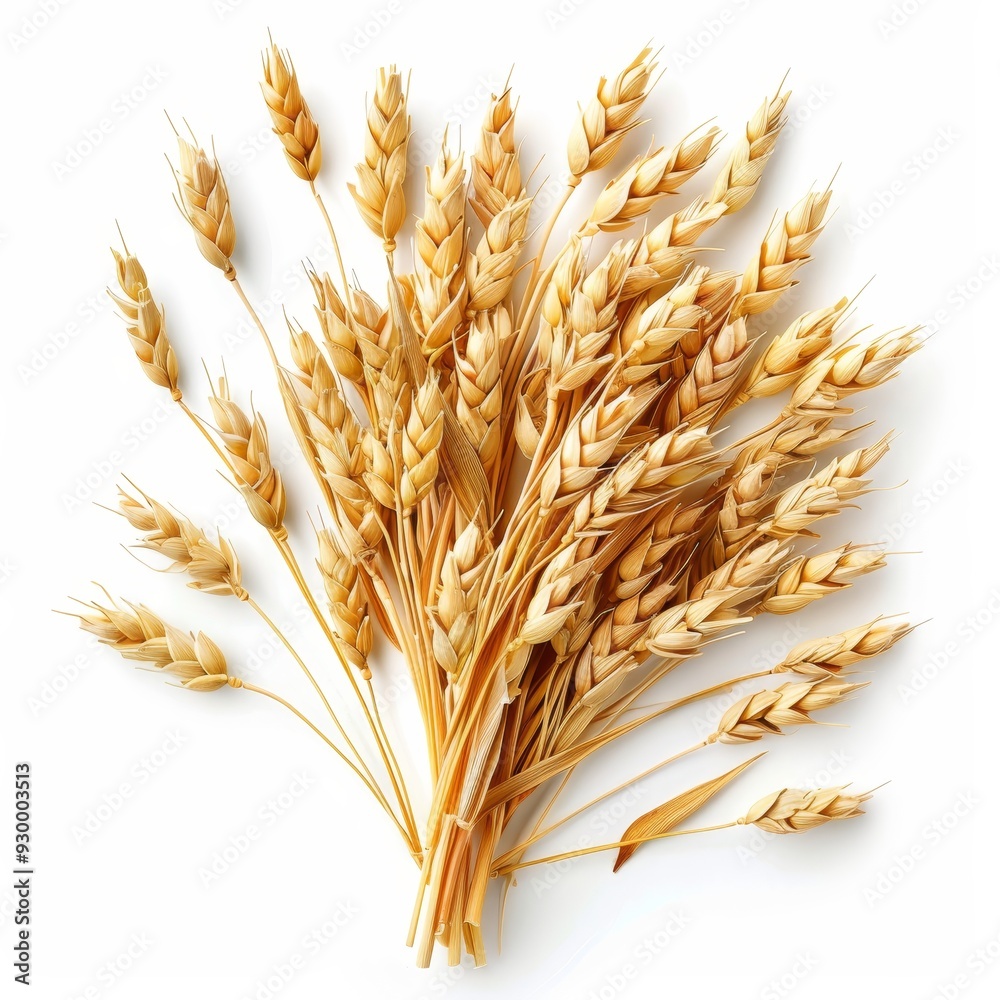 Fototapeta premium Image shows a handful of golden wheat stalks.