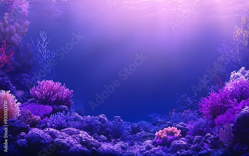 Fototapeta Naklejka Na Ścianę i Meble -  Underwater scene with colorful coral reef and bright light.