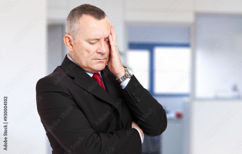 Stressed businessman in office environment Stressed businessman in office environment