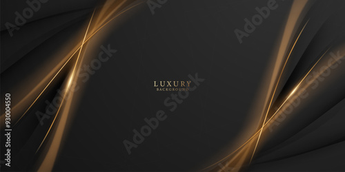 Abstract modern design black background with luxury golden elements vector illustration.