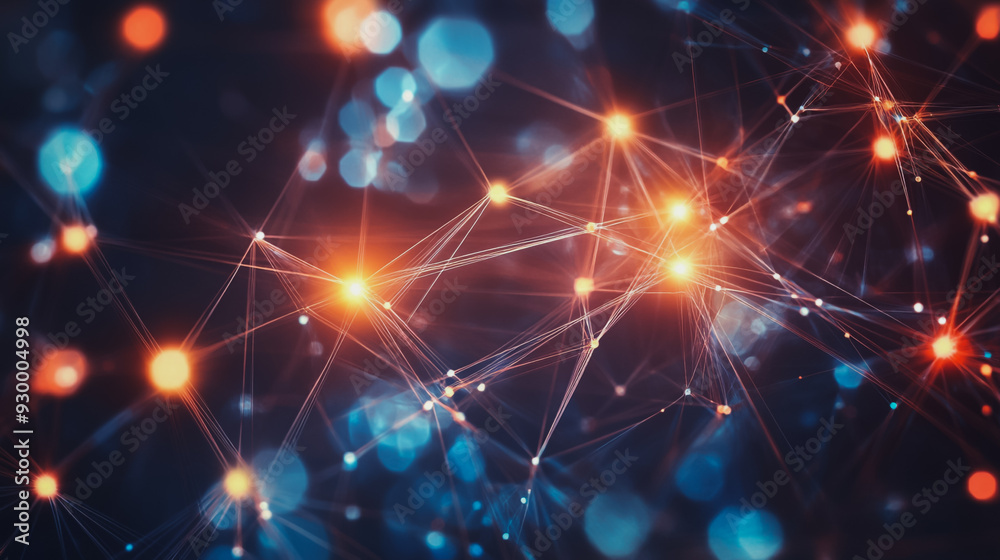 Abstract business connection of lines from nodes It is connected to endless nodes and represents the innovation of communication in the network. Abstract business connection of lines from nodes It is connected to endless nodes and represents the innovation of communication in the network.
