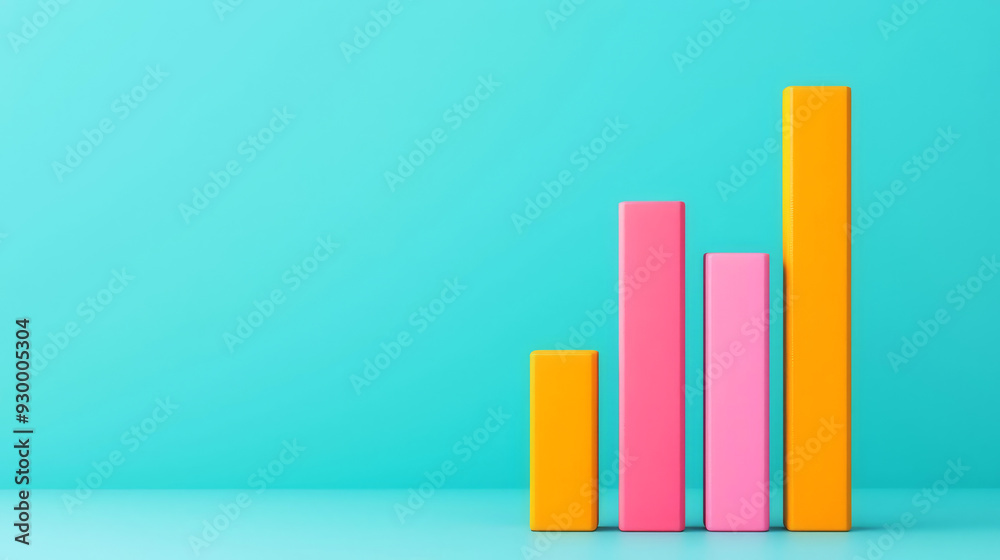 Rising bar graph, representing productivity growth, 3D illustration Rising bar graph, representing productivity growth, 3D illustration