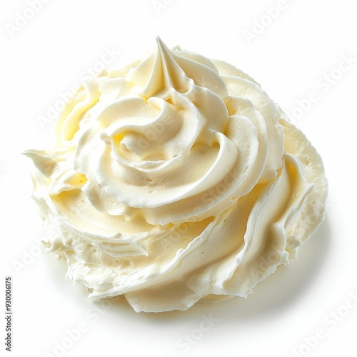 Whipped cream isolated on white background.