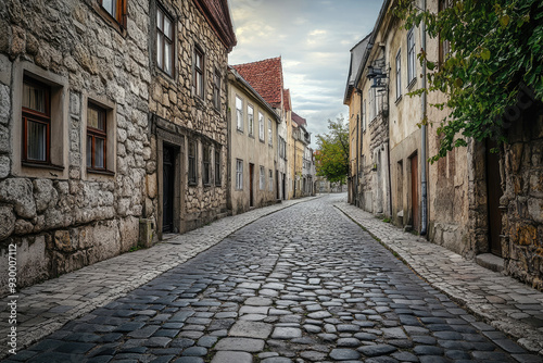 Charming Cobblestone Alley in a Historic European Village