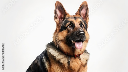 Happy German shepherd portrait, sitting,standing isolated on a white background