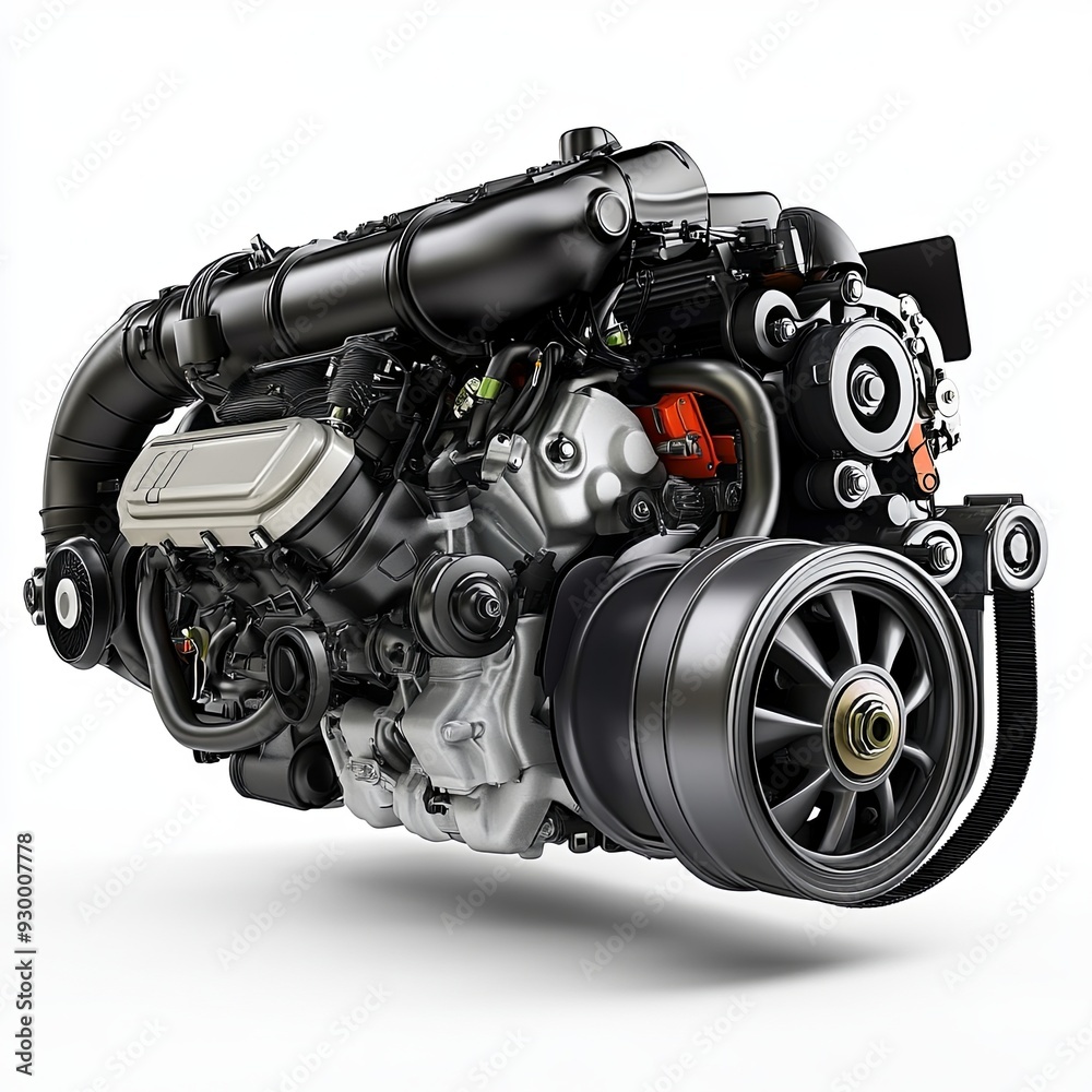modern car engine isolated on white background modern car engine isolated on white background