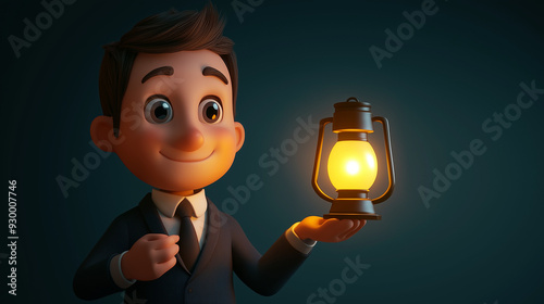A businessman holding a lan...
