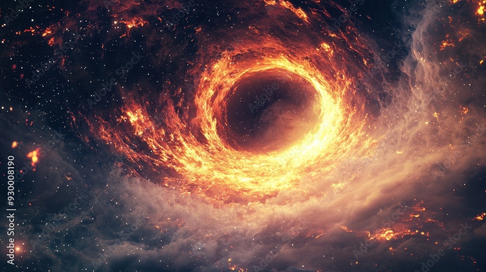 a black hole devouring matter, creating a swirling disk of light a black hole devouring matter, creating a swirling disk of light