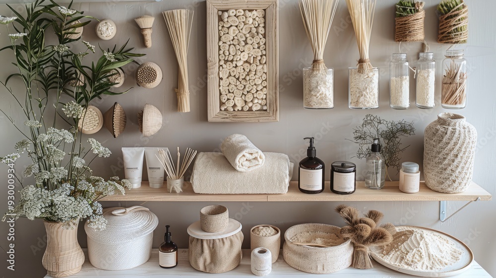 Eco-friendly compostable home goods. top view. Generative AI. Eco-friendly compostable home goods. top view. Generative AI.