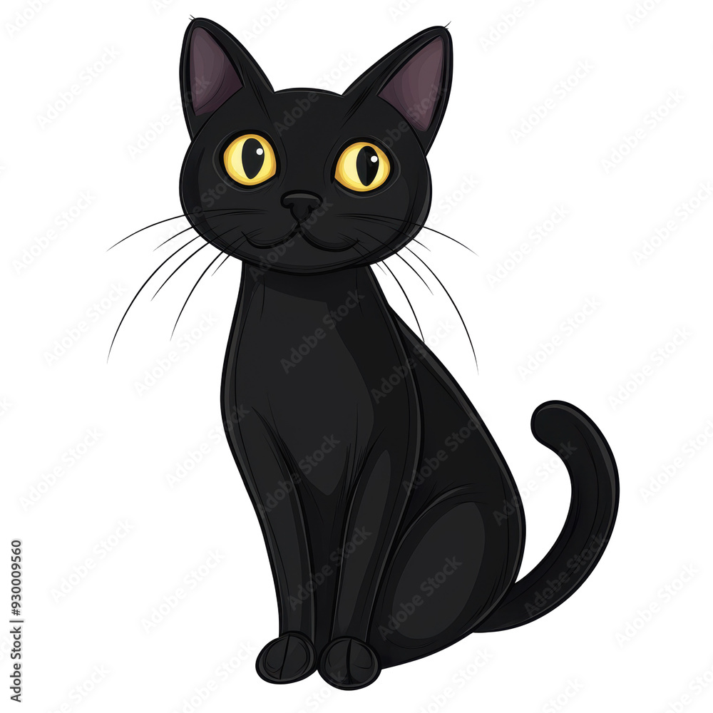 Obraz premium Halloween black cat, halloween-themed, isolated on solid white background
