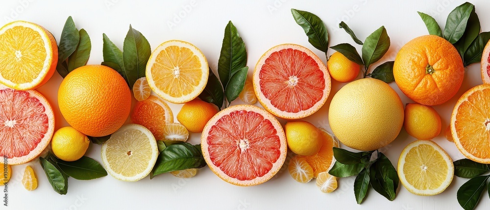 A fresh arrangement of colorful citrus fruits A fresh arrangement of colorful citrus fruits