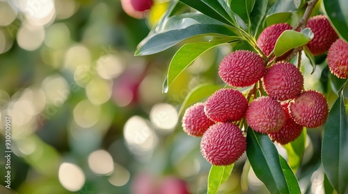 A subtropical fruit with a sweet and juicy taste, the lychee is well known for its tasty taste photo