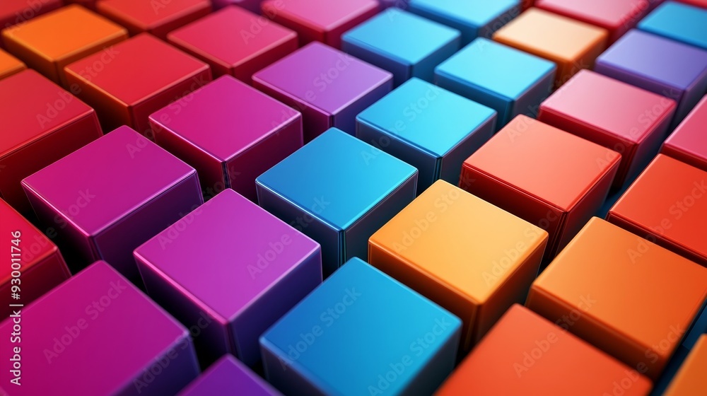 A colorful image of blocks in various shades of pink, blue, and orange A colorful image of blocks in various shades of pink, blue, and orange