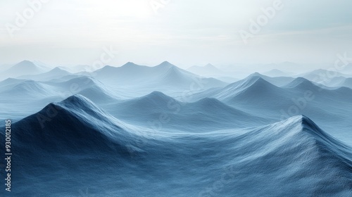 A blue ocean with mountains in the background