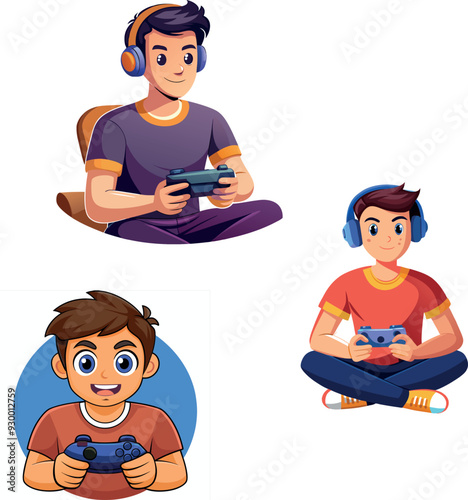Gamer concentrating and holding a joystick while playing video games on a console