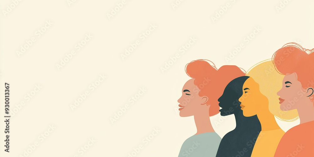 Diverse silhouettes of empowered women copy space inclusive Diverse silhouettes of empowered women copy space inclusive
