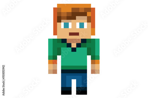 Flat design pixel art character element collection