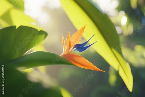 Flowering Bird of Paradise on a natural background. Stock photo