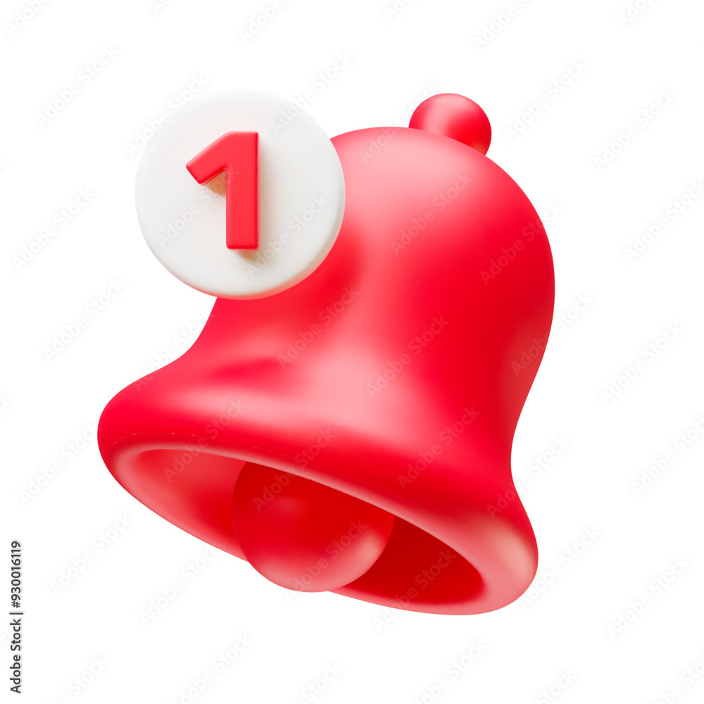 Red hand bell in 3d realistic style. Vector illustration of red ringing ...
