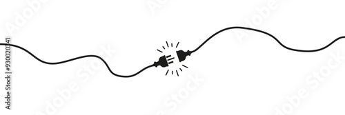 Cable unplug. 404 lost connection sign. Cable cord disconnection.
