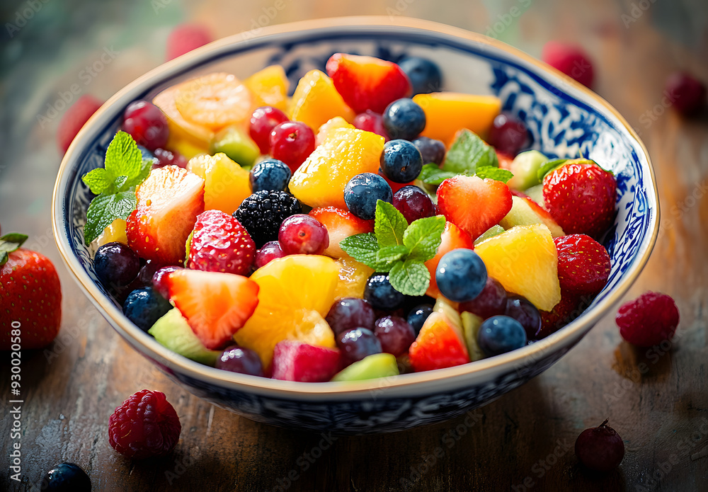 Fresh fruit salad in the bowl