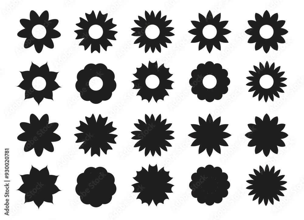 Flower icons. Flowers elements collection. Element for banner, print, stickers, price tag, starburst, quality, retro stars. Abstract flower icon set. Flower icons. Flowers elements collection. Element for banner, print, stickers, price tag, starburst, quality, retro stars. Abstract flower icon set.