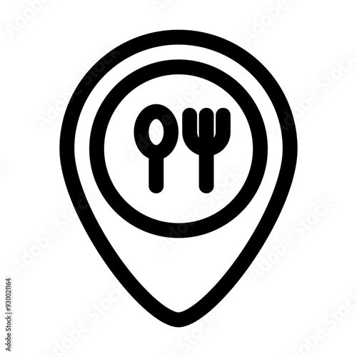 Restaurant Location Icon in Flat Style Suitable for Web, Apps, Presentation, or Printable Meanings