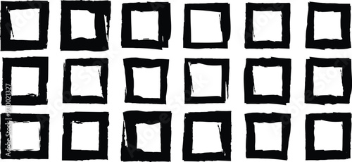 Grunge square and rectangle frames, Square shape outline on hand draw style. Grunge frame collecton. Grunge border set. Vector
