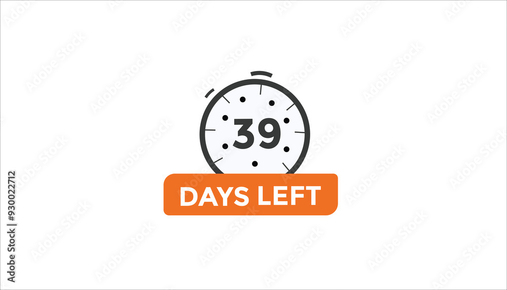 39 days left Countdown number banner templates. time icon. Vector Illustration
39 days left Countdown number banner templates. time icon. Vector Illustration