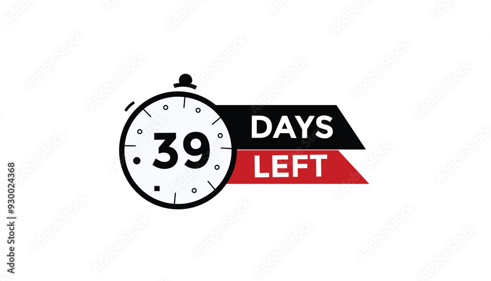 39 days left Countdown number banner templates. time icon. Vector Illustration
39 days left Countdown number banner templates. time icon. Vector Illustration