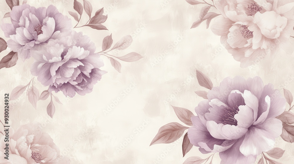 Obraz premium A soft floral pattern featuring peonies in pastel colors on a textured background.