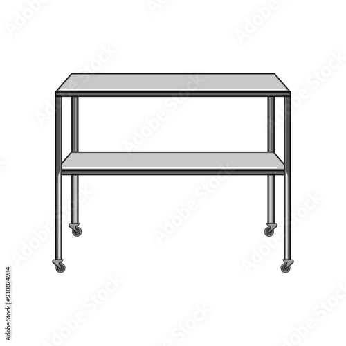 industrial metal table cartoon. modern sleek, durable contemporary, minimalist decor industrial metal table sign. isolated symbol vector illustration