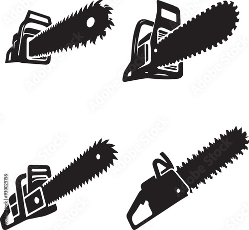 Chainsaw silhouette, Chainsaw icon, Chainsaw vector, 