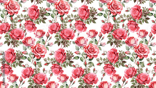 Fototapeta Naklejka Na Ścianę i Meble -  Seamless Rose Flowers pattern background